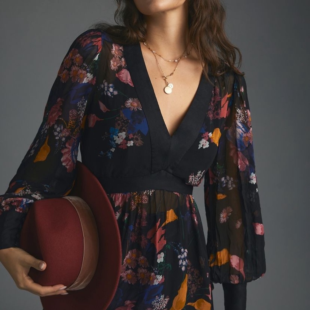Anthro Floral Sheer Tunic
